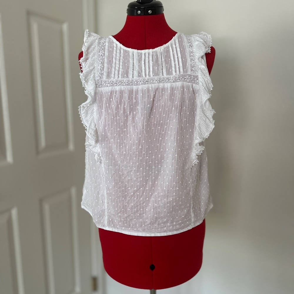 New Look White Pleated Ruffled Blouse size 4 to 6